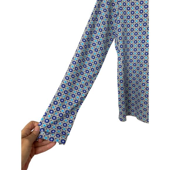 Land’s End Blue Geometric Print 1/4 Zip  Swim Shirt Rashguard UPF 50 Small - Picture 6 of 11